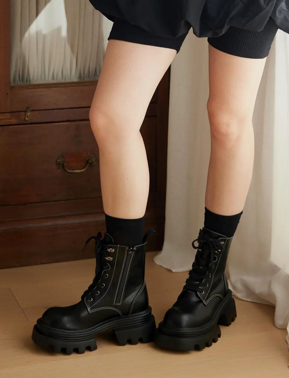 Track Stitch Worker Boots [BLACK]