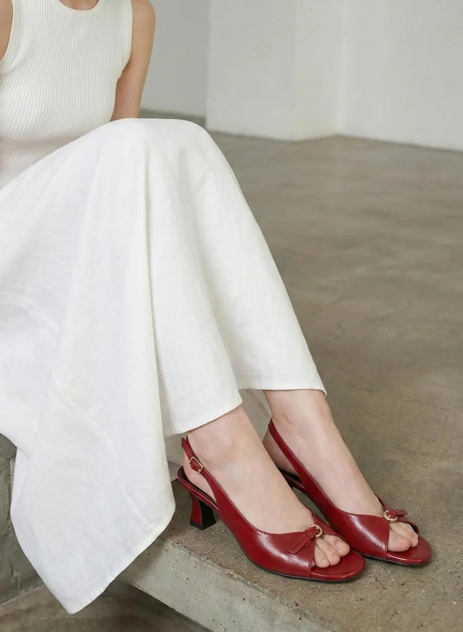 Ring Open Toe Slingback 5cm Sandals [Gold] (LC577)