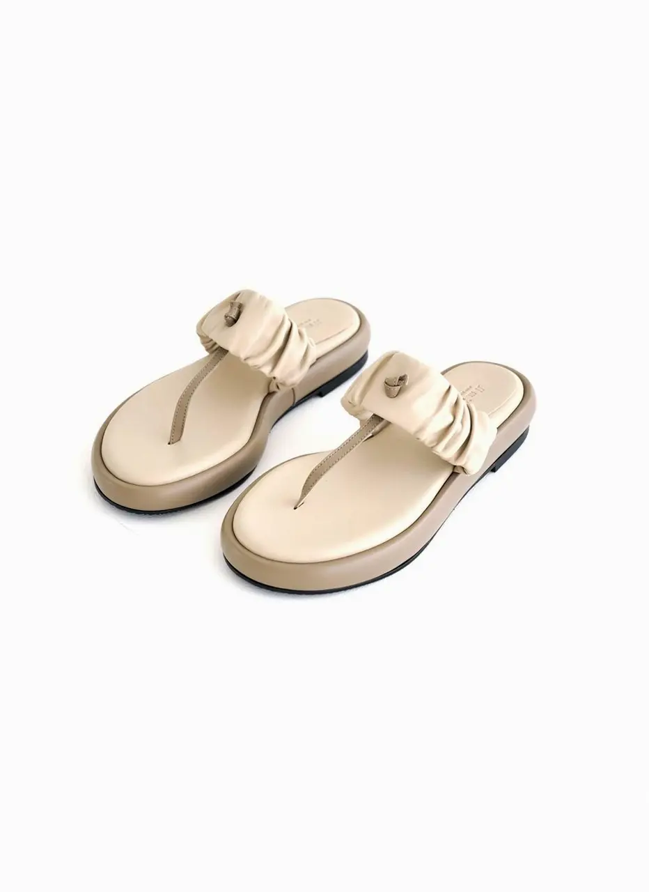 Dodu T-Strap Flip-Flop - Beige and Taupe
