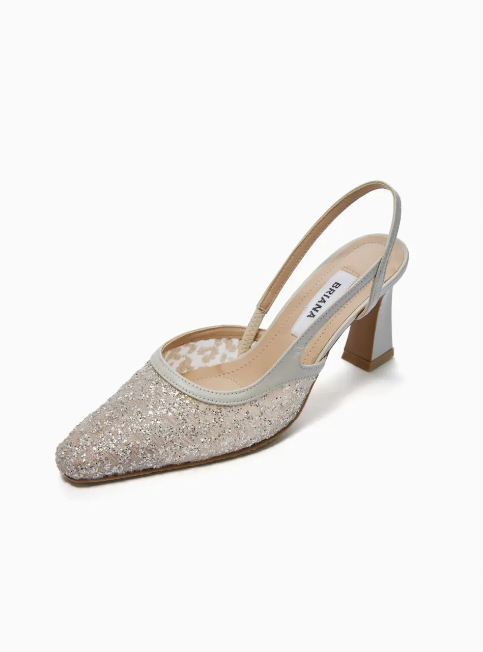 Glitter Mesh Slingback
