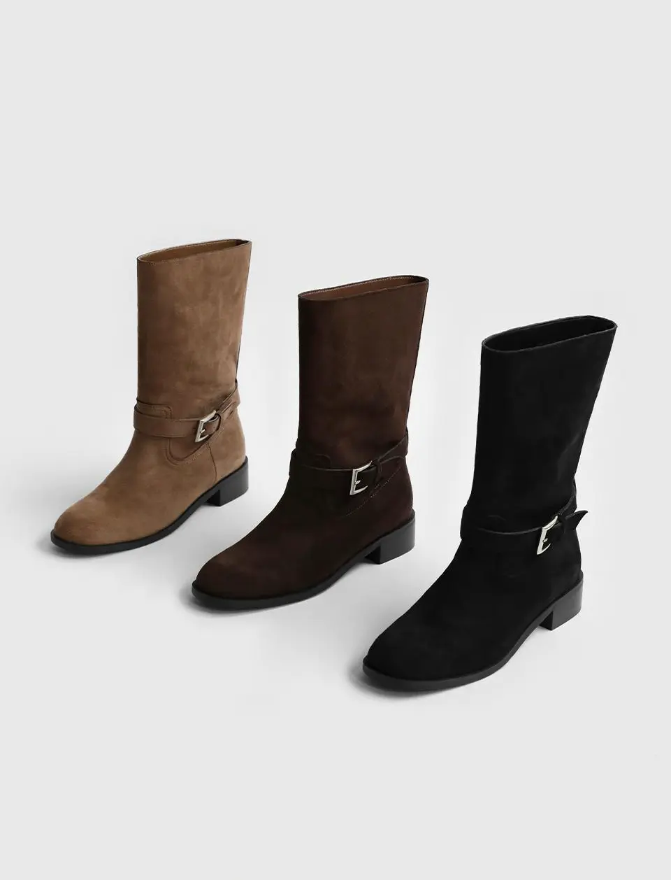 Trina Buckle Strap Mid Boots (3.5cm)