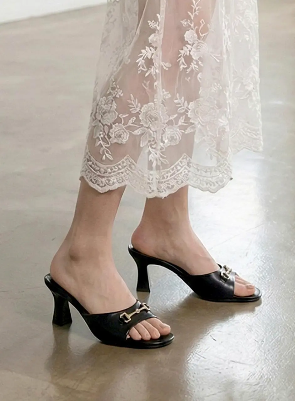 Ornament Open Toe Mule 5cm Sandals (LC575)