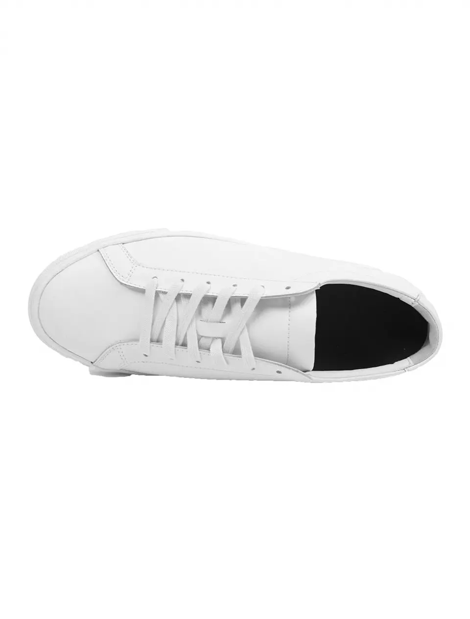 Women's Men's Cowhide Height-Increasing Minimalist Sneakers [White]