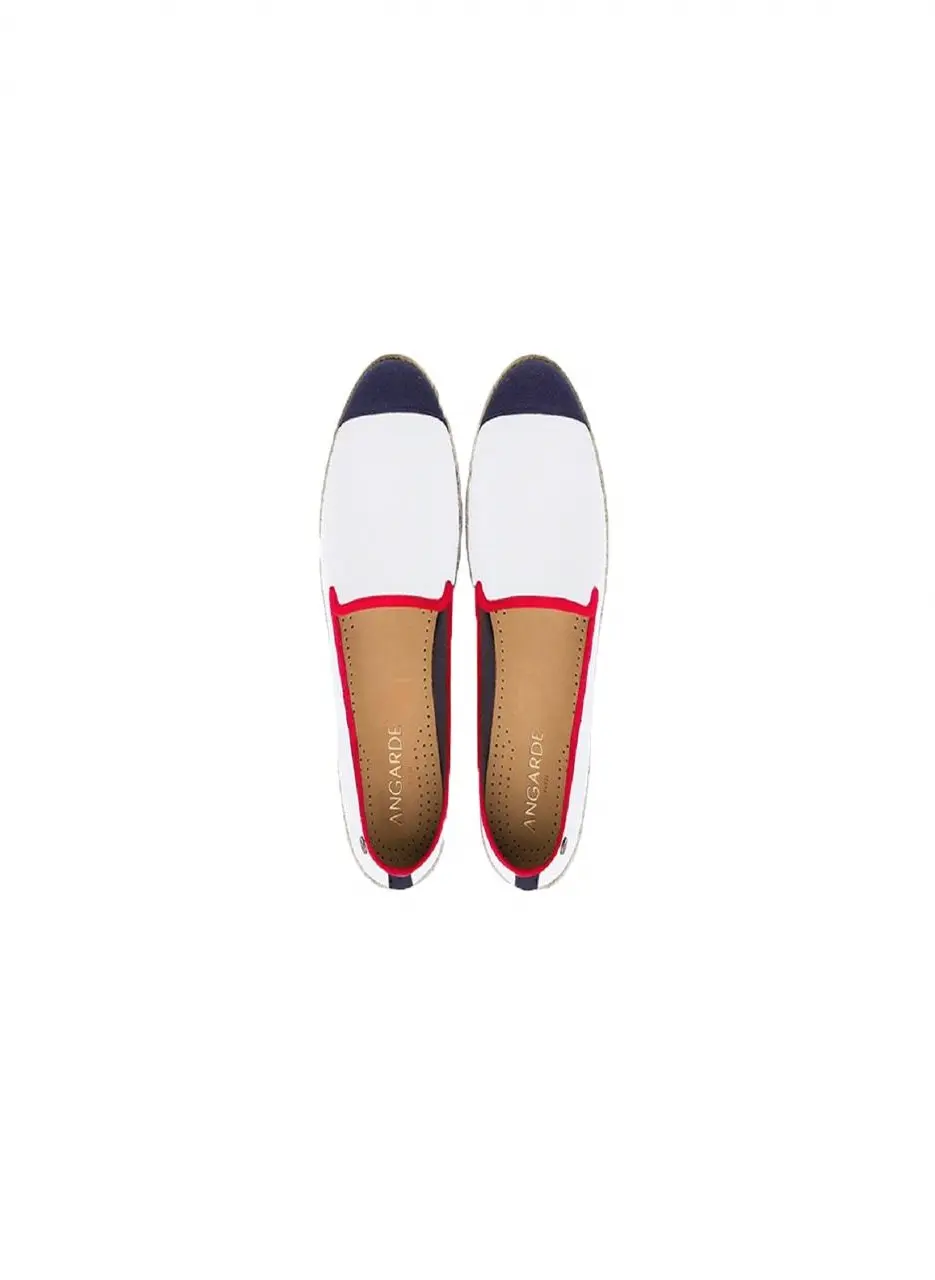 Summer Espadrille Slip-on GETA FLAG SLIP-ONS [White with Red Stripe]