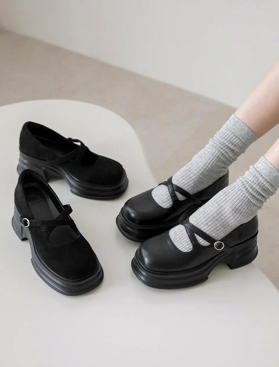 Double Lightweight Sole Maple Platform 7cm Mary Jane Shoes