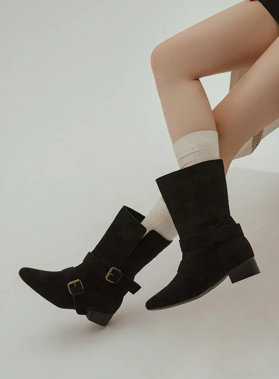 Rossi Suede Belt 4cm Mid-Calf Boots