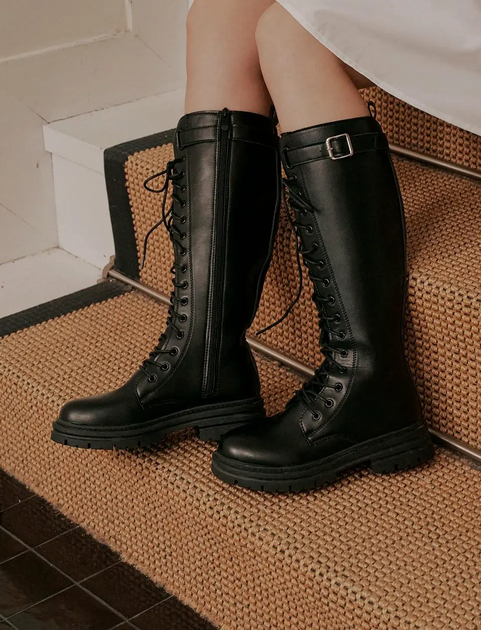 Platform Lace-Up Long Walker Boots (EBAL157760)