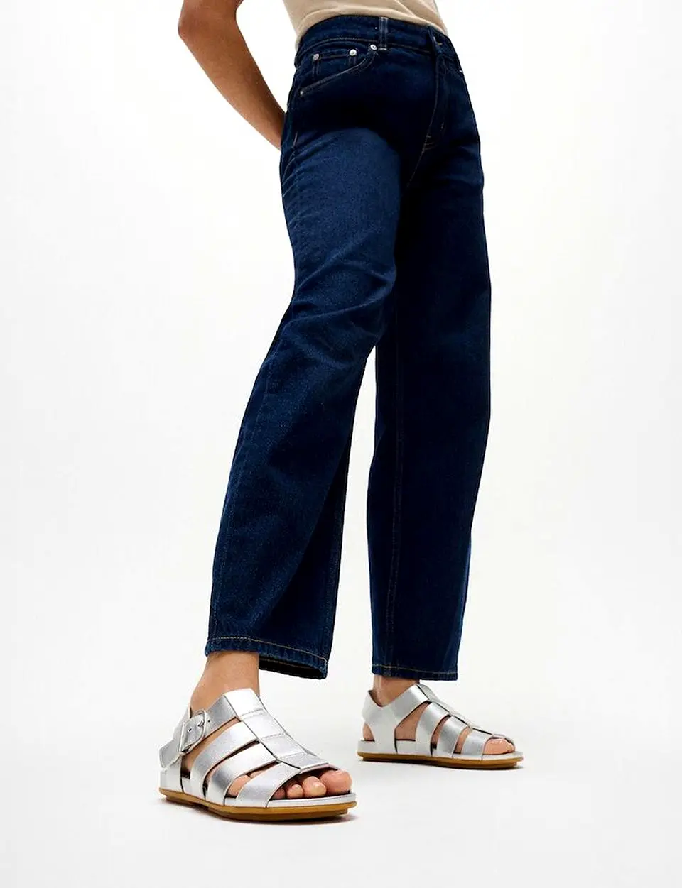 [Samsung C&T Official] Women's Gracie Leather Fisherman Sandals Silver (FT64K2S292)