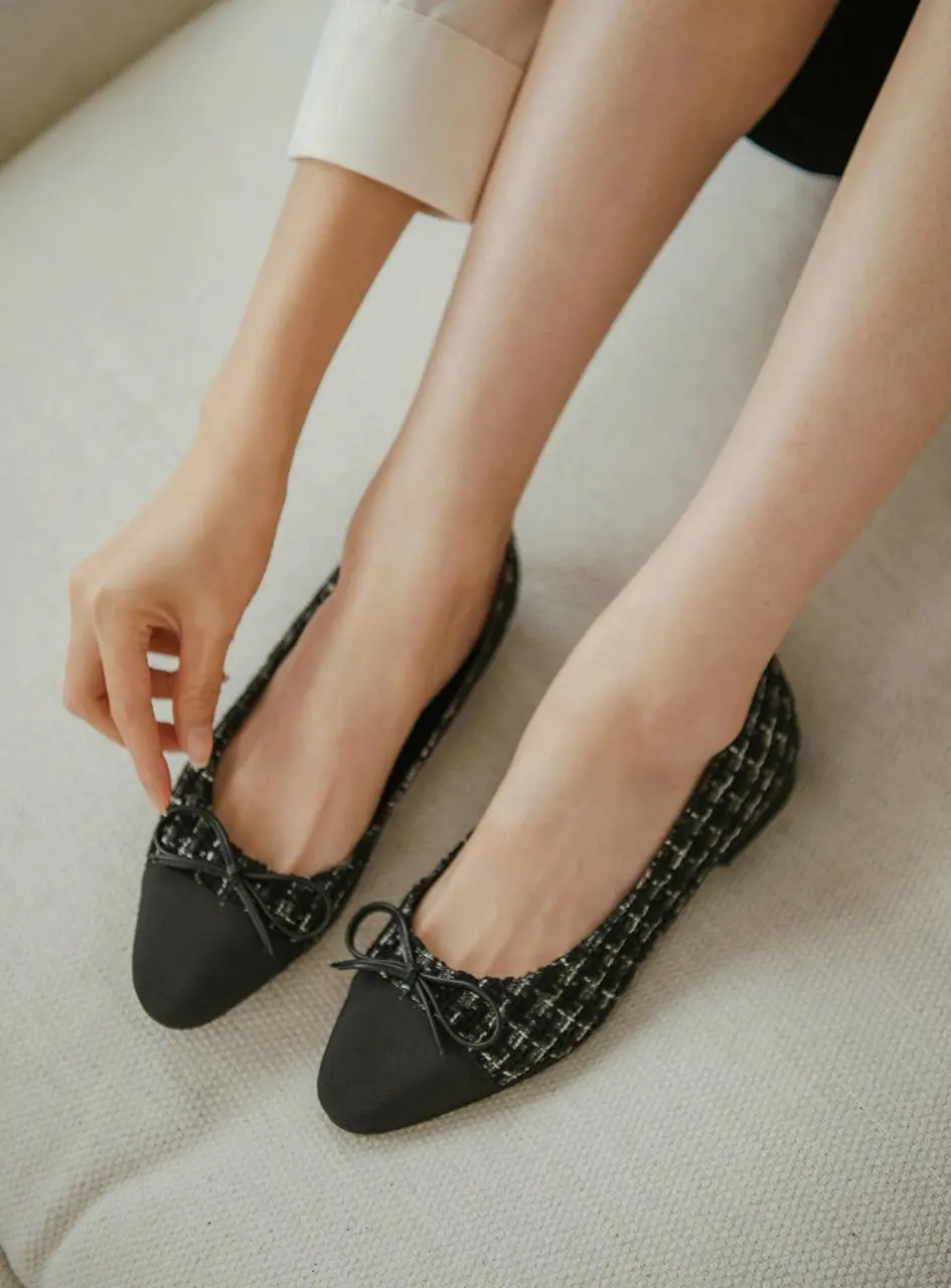 Roelly Ribbon Tweed 2cm Flat Shoes