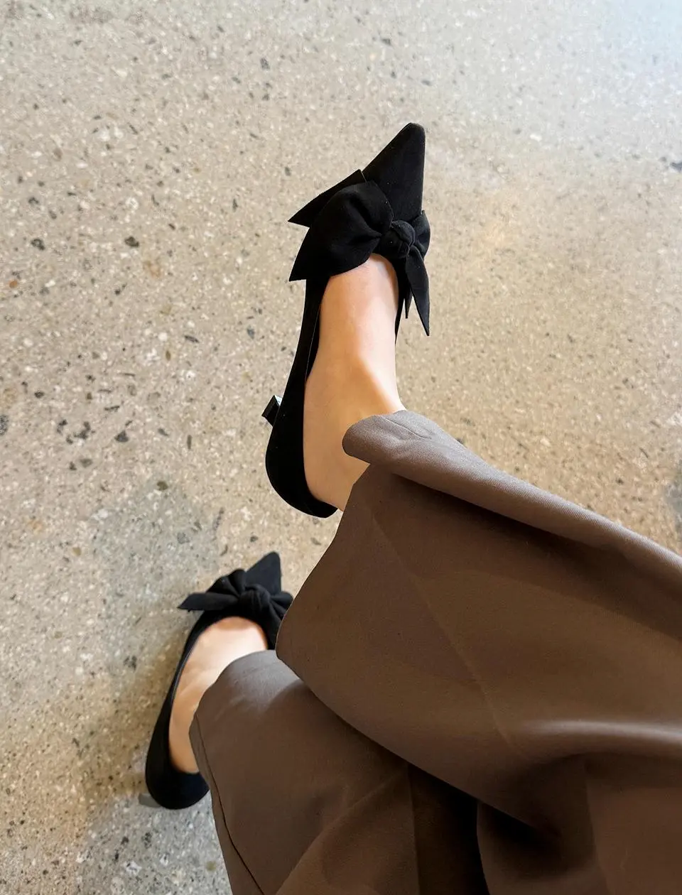 Sheep Suede Leather Ribbon Flat