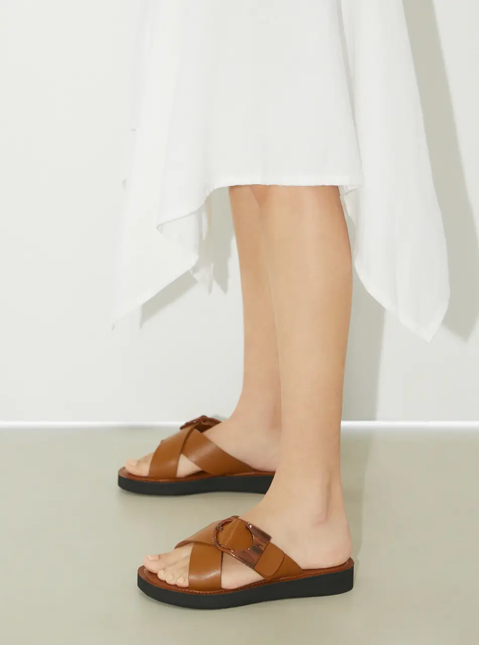 Anello Modern Platform Sandals - Brown