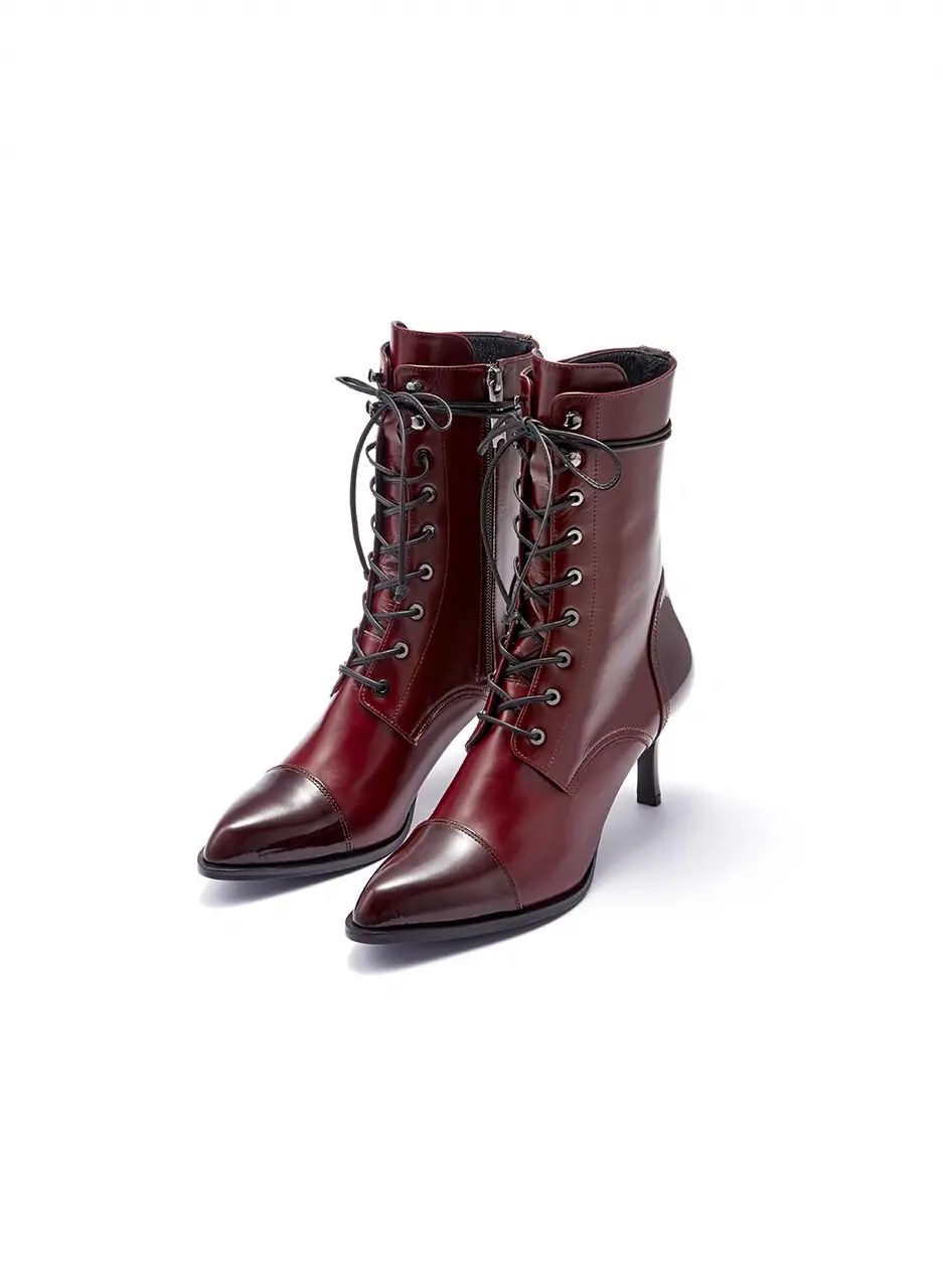 CM19BA701 Lace-up Boots_Wine