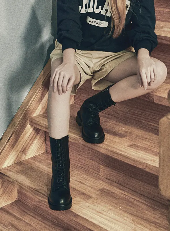 Lace Up Long Walker Boots Tania