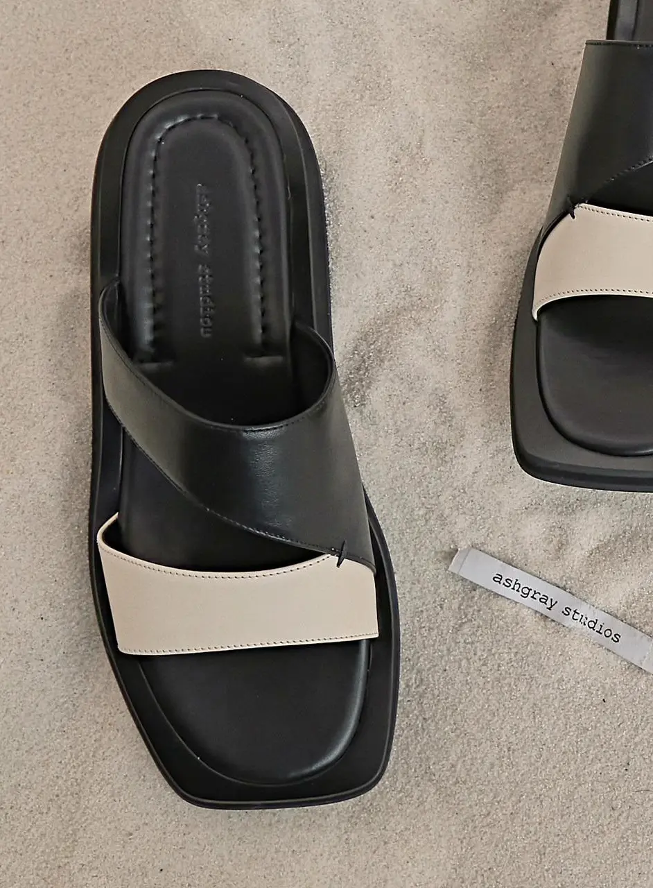 1527 Ranii Slippers Mule Heeled Sandals [Black]