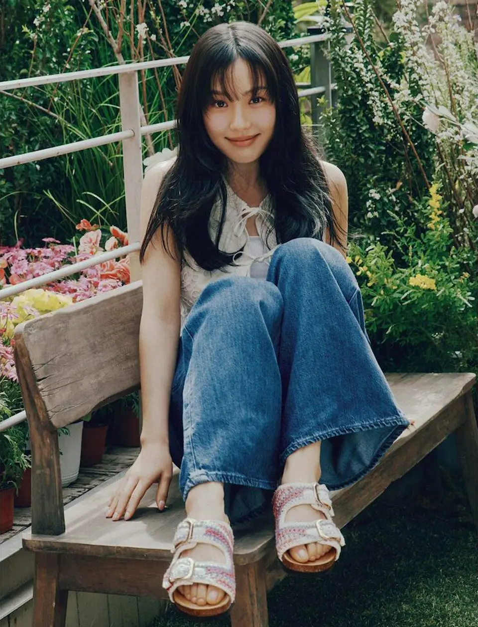 SCHOLL Cork Two-Strap Crochet Sandals [Beige] (HH54K2C19A)