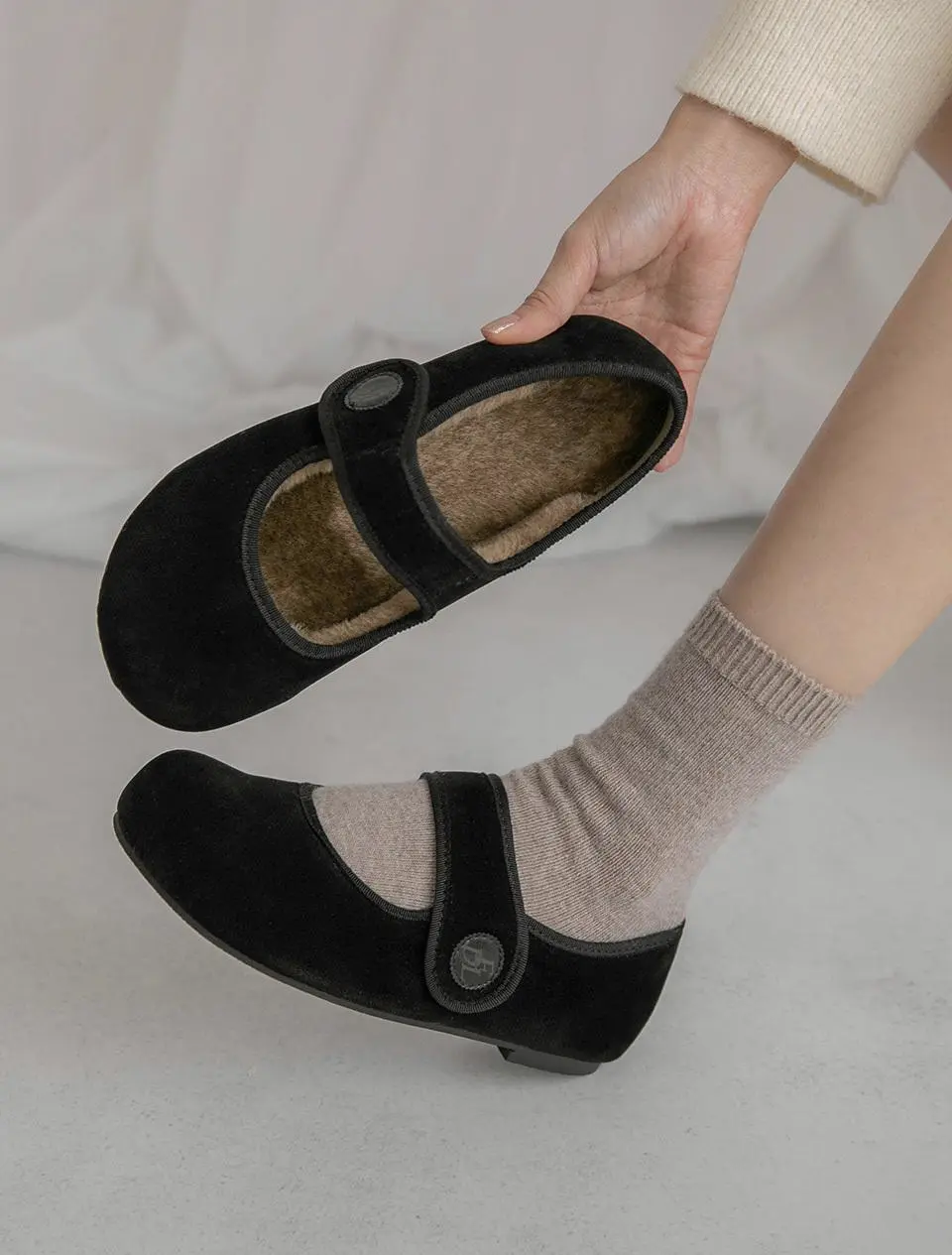 Piglet Piglet Velcro Height-Increasing Fur 3cm Mary Jane