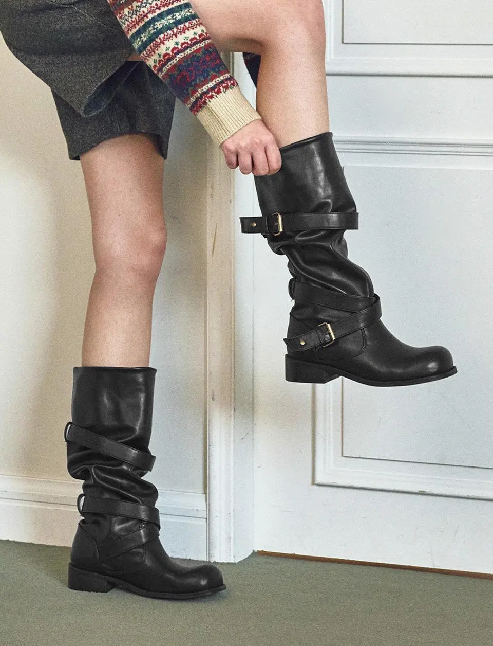 Soft Slouch Belt Boots [2 Colors] (ljh7130)