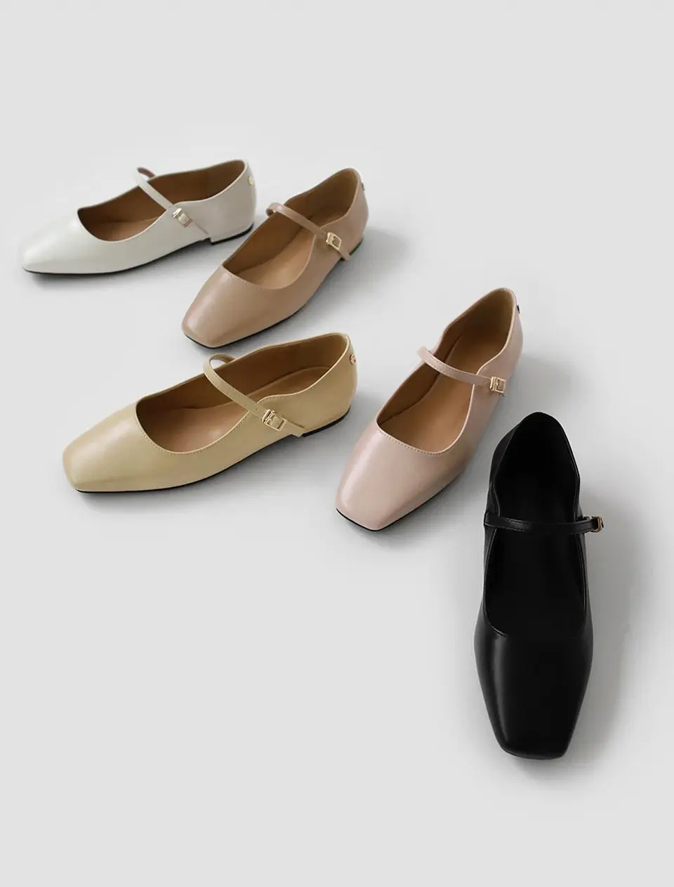 Square Toe Mary Jane Elastic Strap Flat Shoes