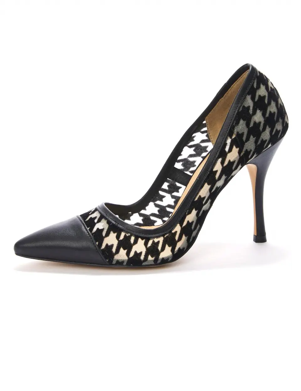 Houndstooth Stiletto Pumps [Black]