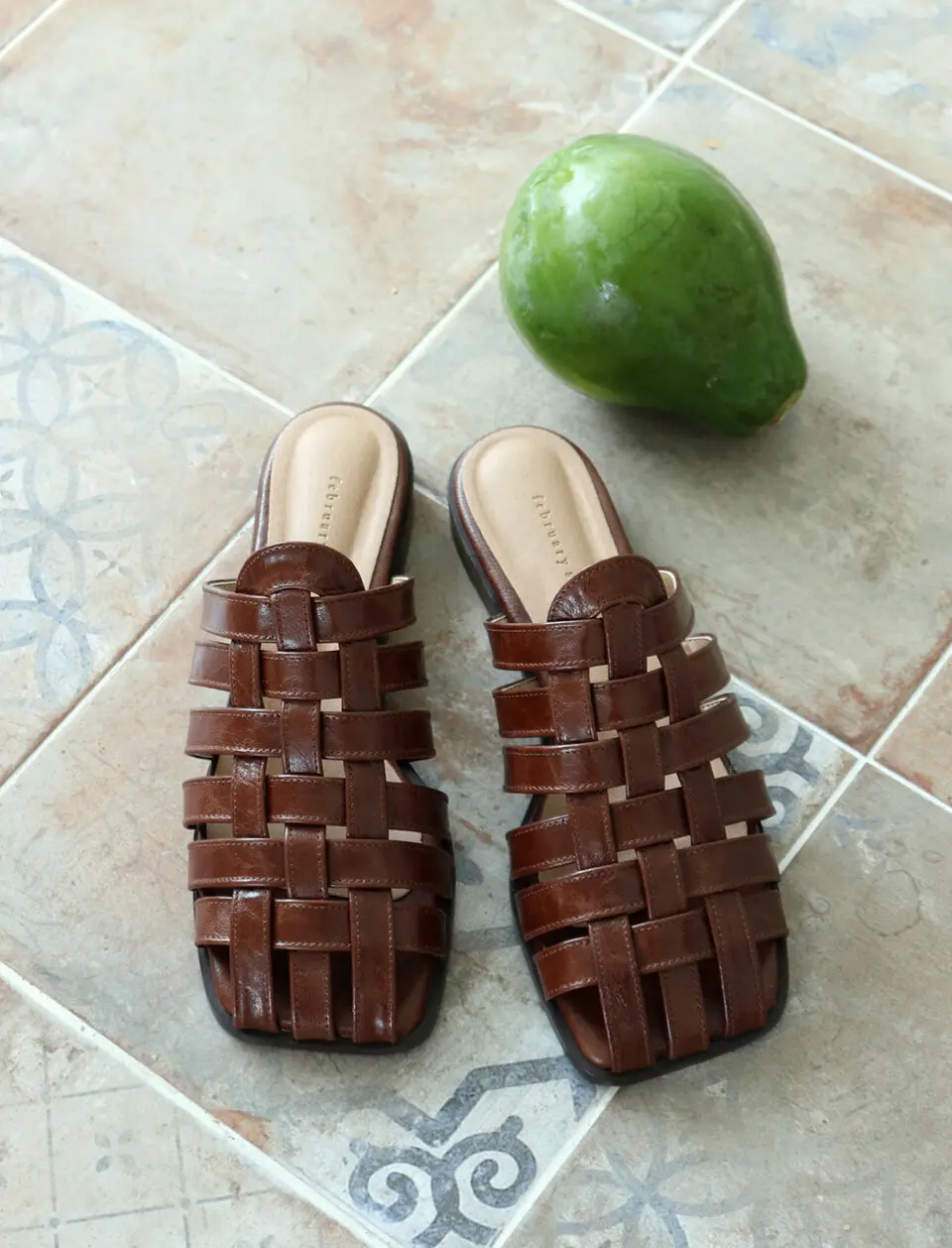 Papa Strap Cage Mules - Brown
