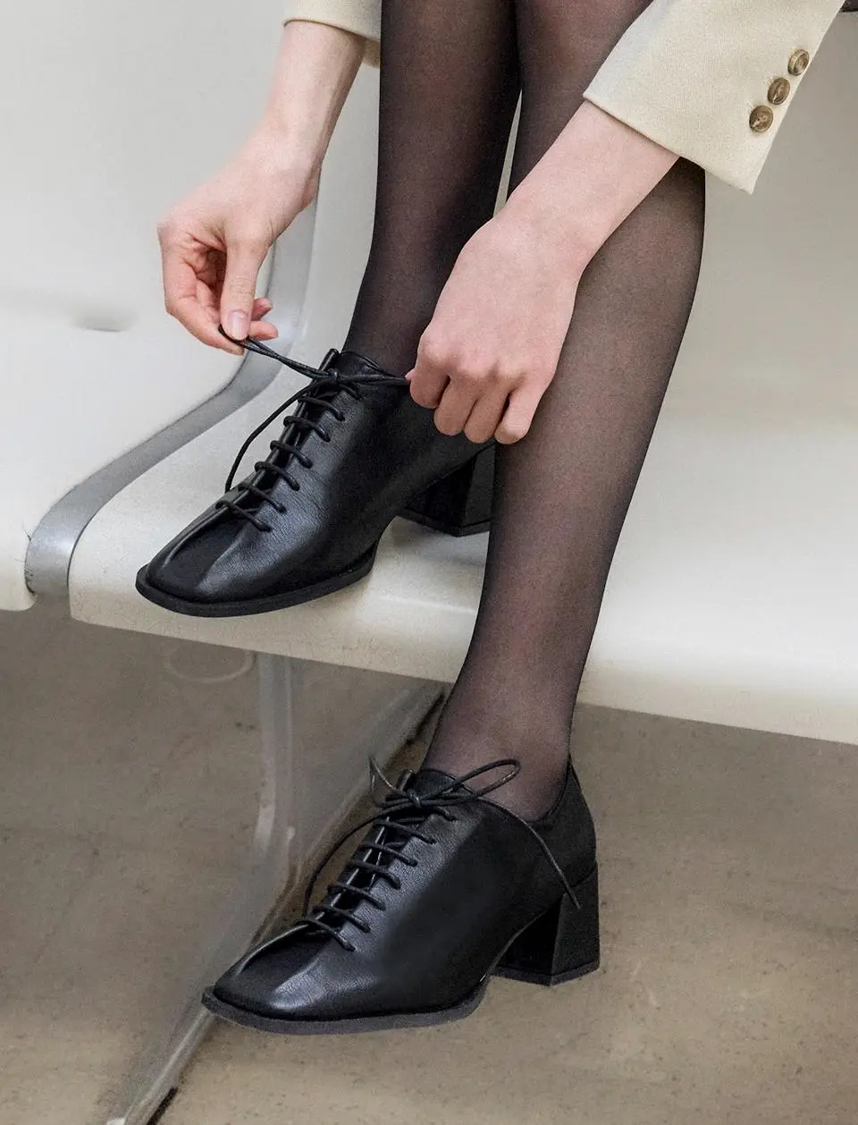 Birtnon Lace-up 2heels 3.5cm 5.5cm Loafer Heels (L578)