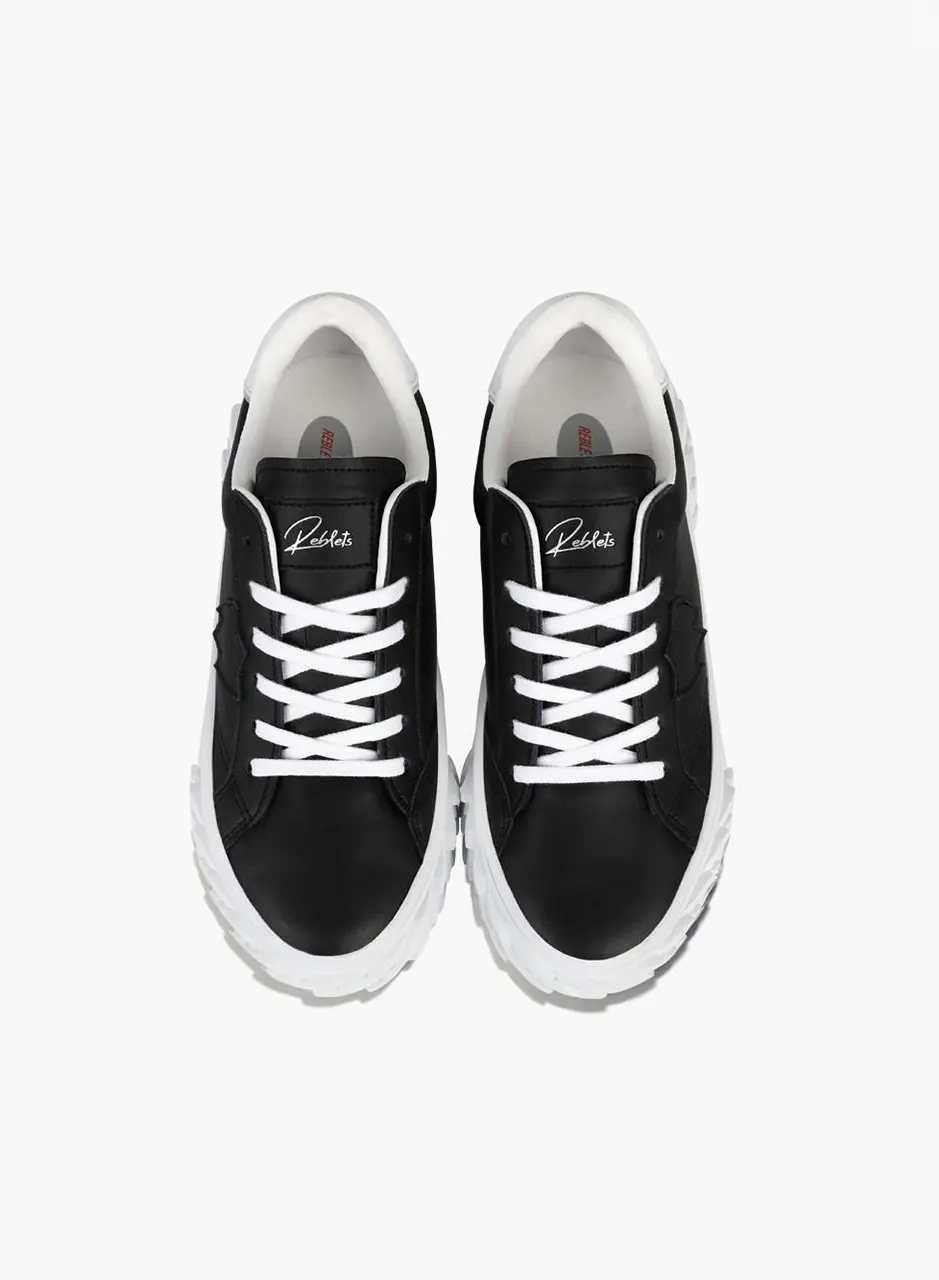 MAKO W LEATHER SNEAKERS [BLACK]