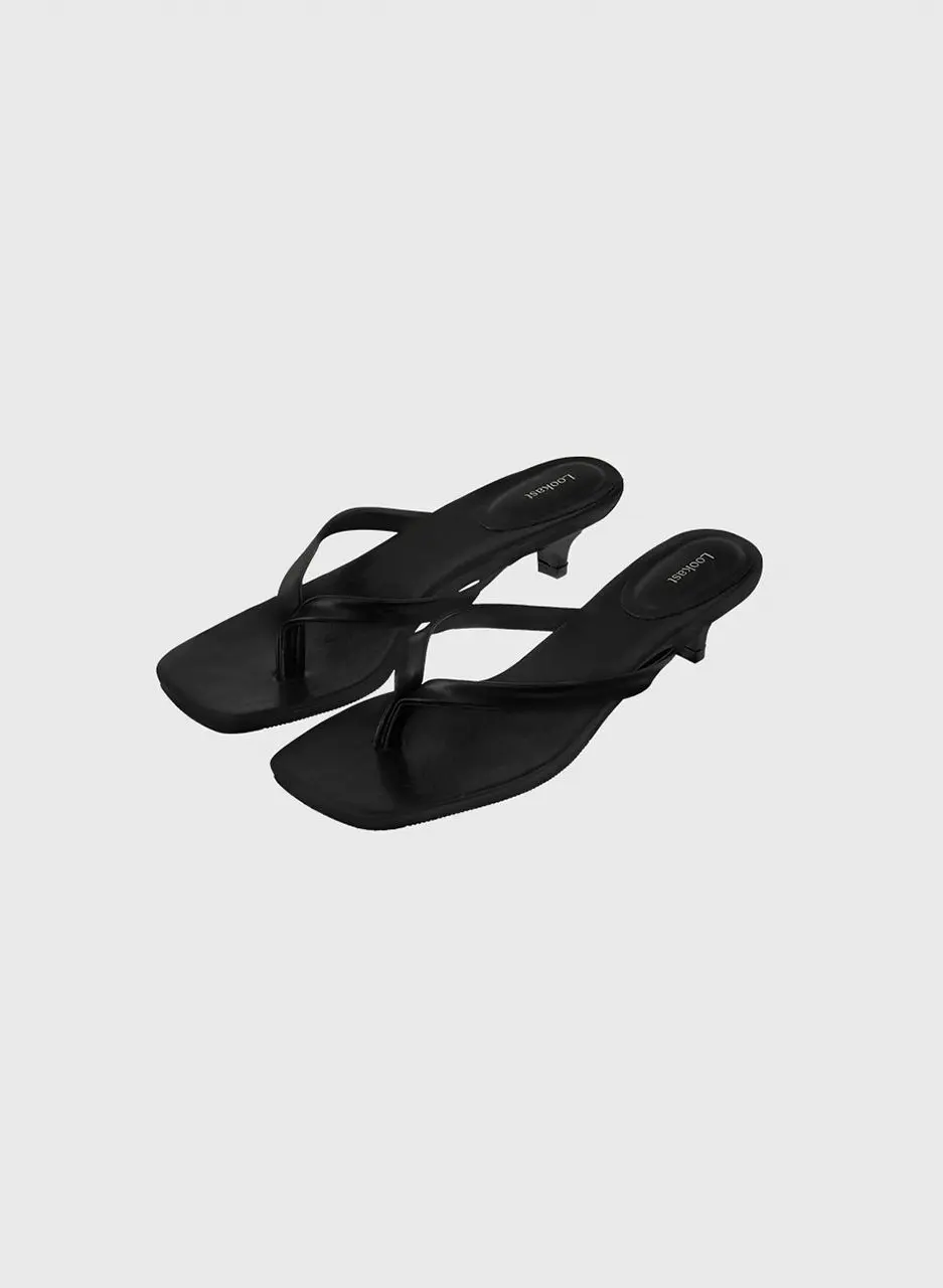 [SAMPLE SALE] Y-strap Synthetic Leather Karen Flip-flop Shoes [Beige/Black]