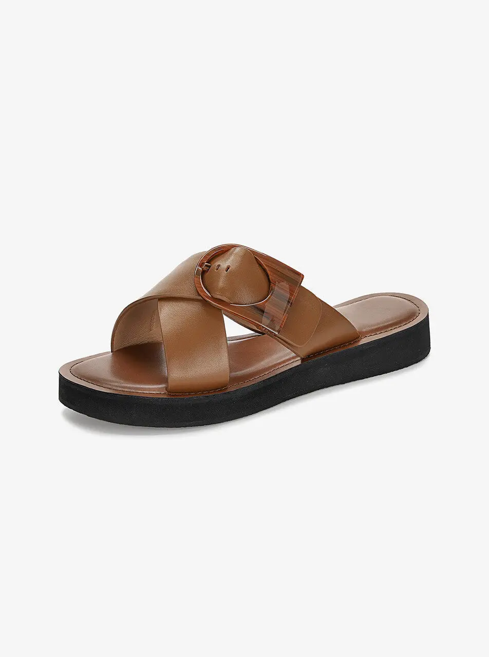 Anello Modern Platform Sandals - Brown