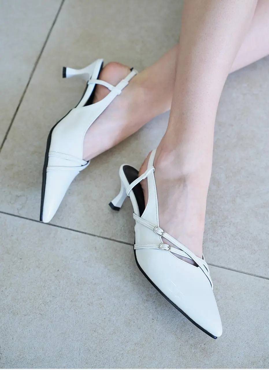 Roe Cross Strap Slingback 5cm (CW0107EWH)