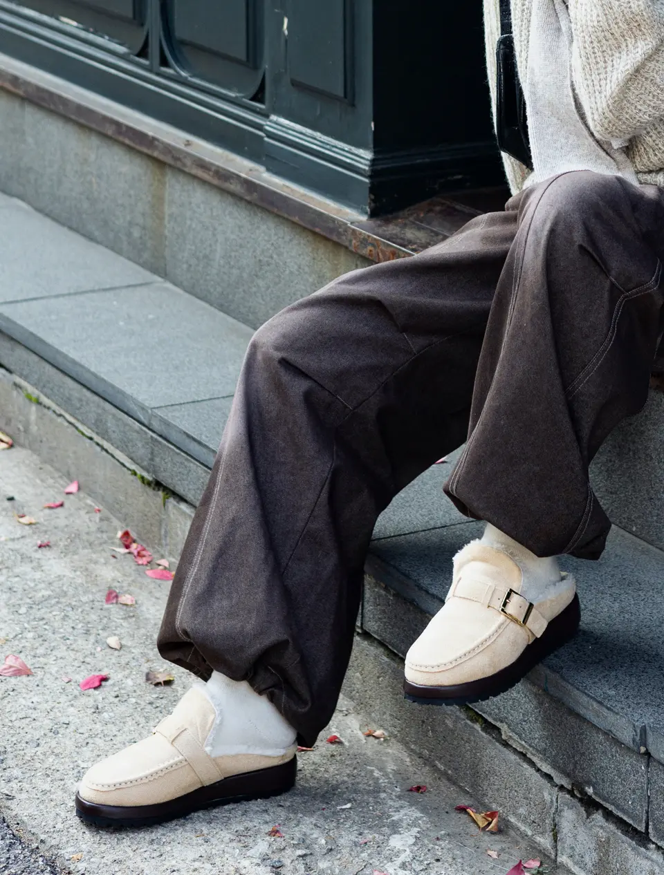 Square Buckle Fur Mules - 3Colors