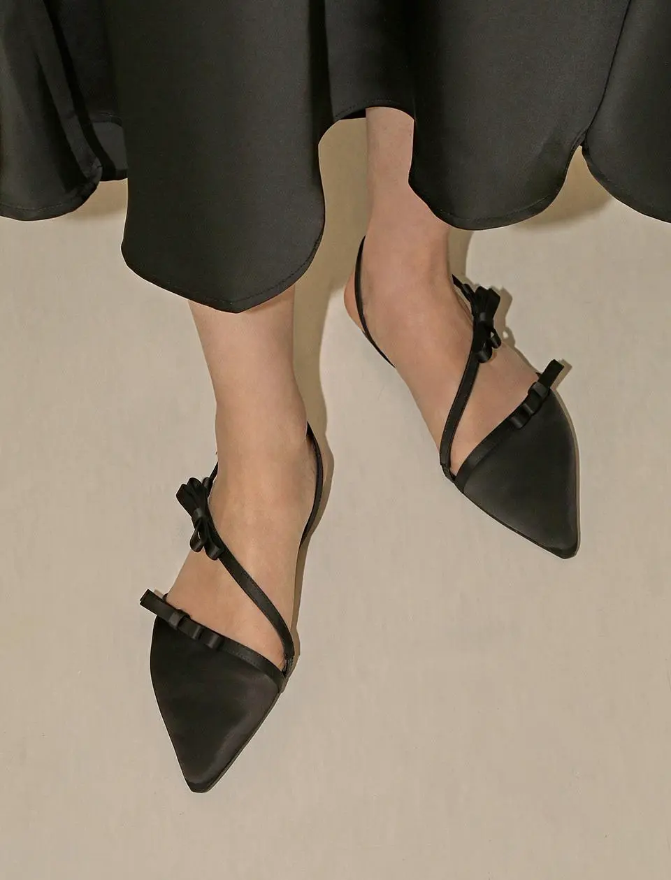 1828 Kien Ribbon Satin Slingback Flat Heel