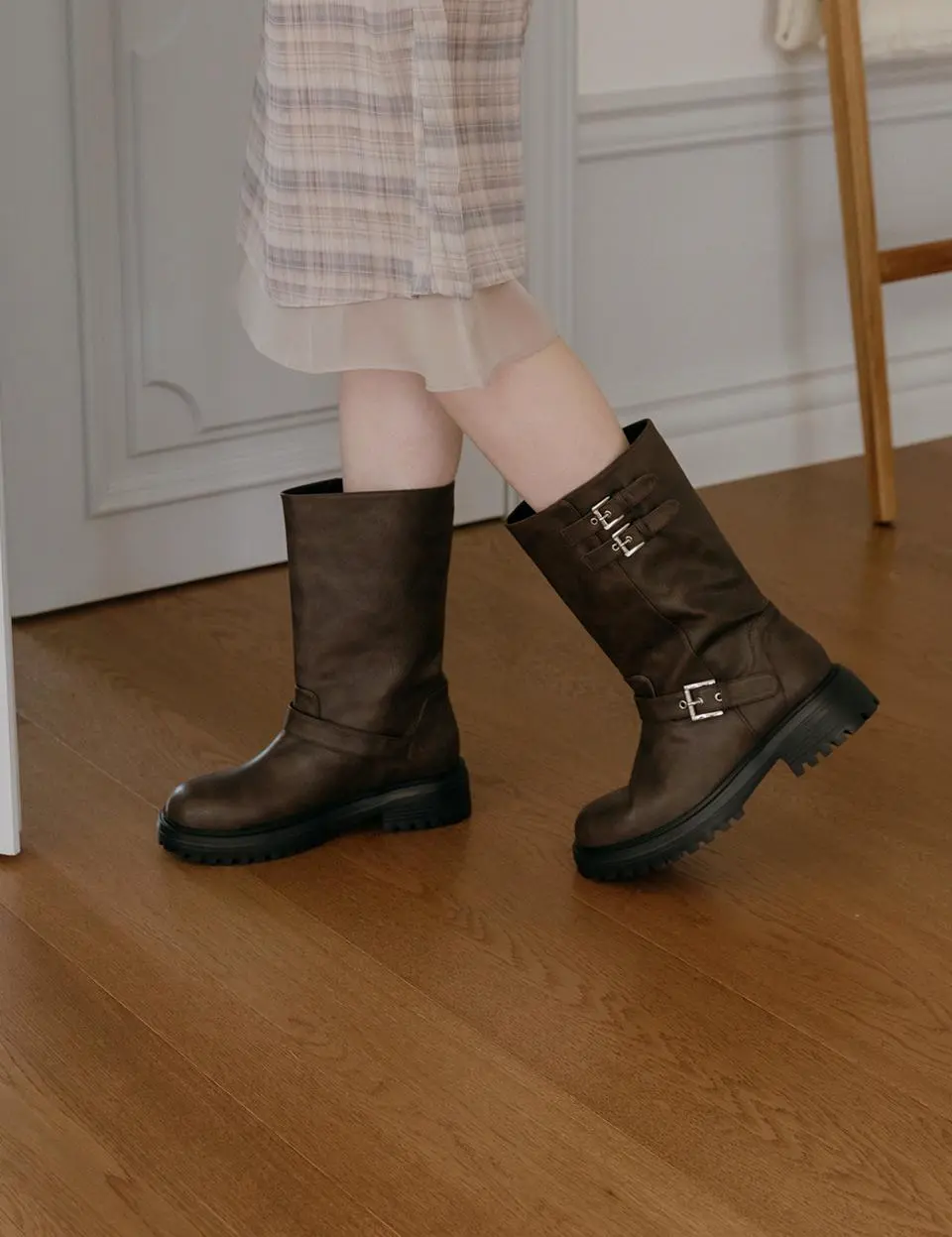 Platform Biker Half Boots (EBAL157717)