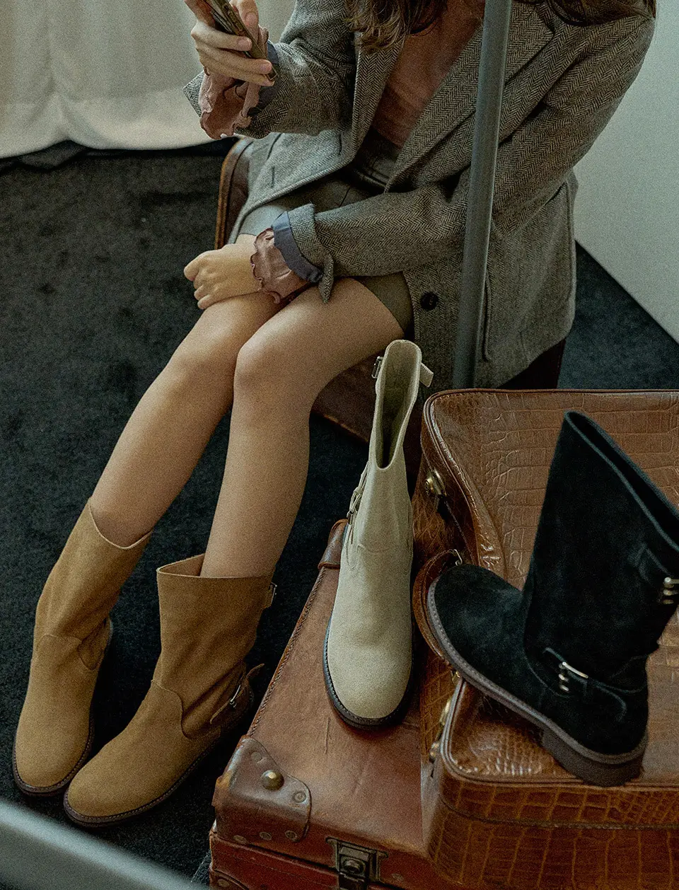 Nana Suede Two Belt Boots_B1342(3Colors)