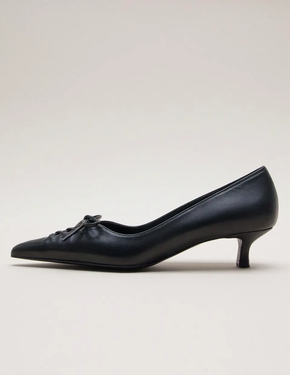 Leather Ribbon Vintage Pumps [Beige] (KW2815)