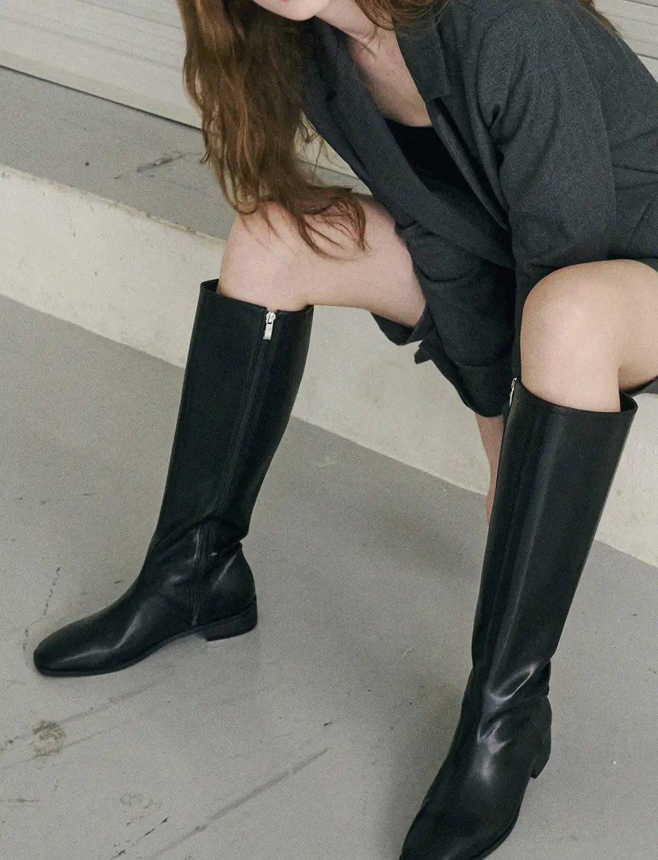 Pharrell Square Long Boots 3.5cm (2 Colors)