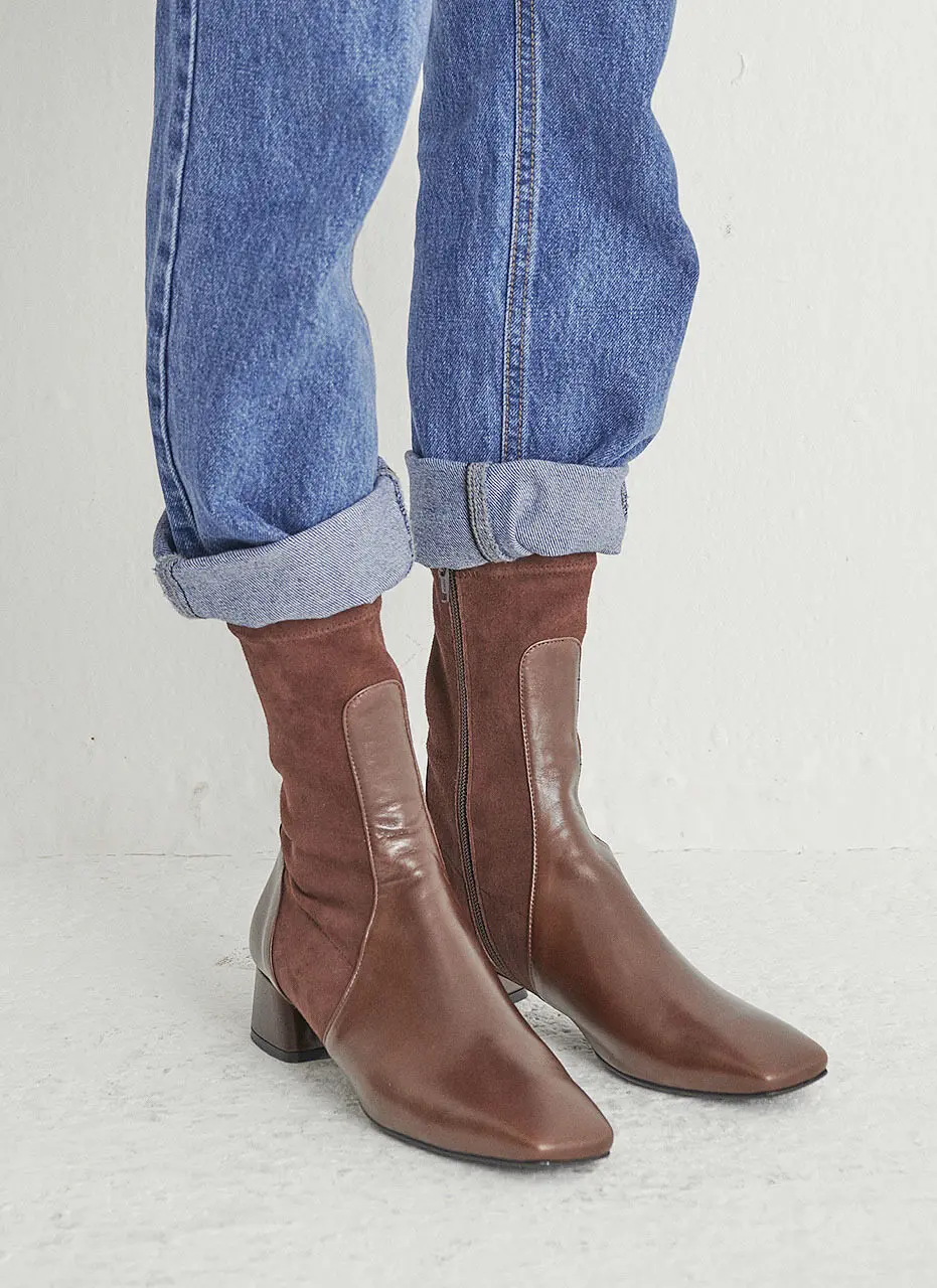 Two Parts Ankle Boots - Brown