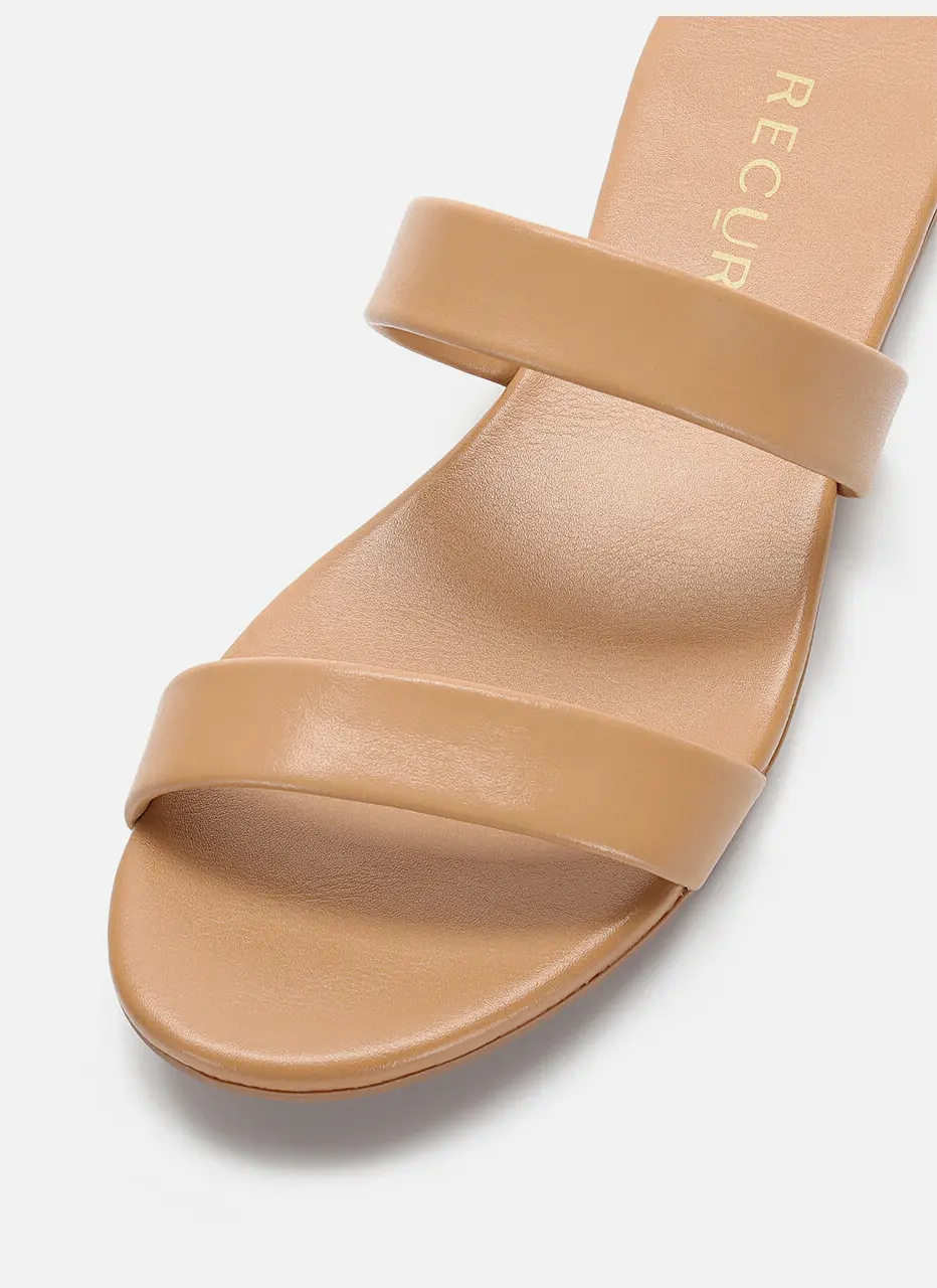 Anello Modern Padded Double Strap Slides - Sand