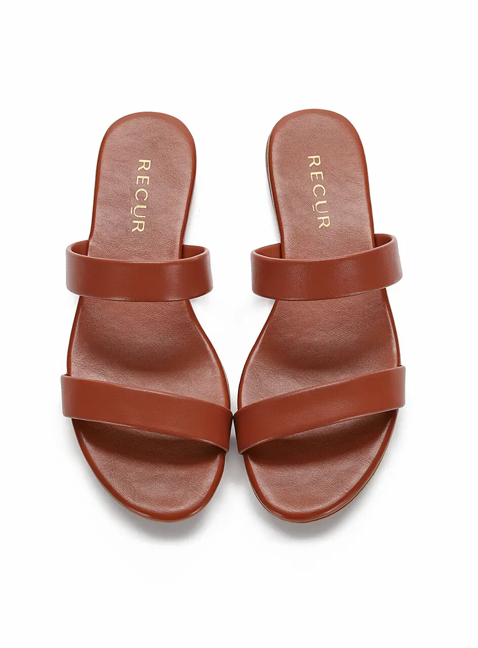 Anello Modern Padded Double Strap Slides - Ginger