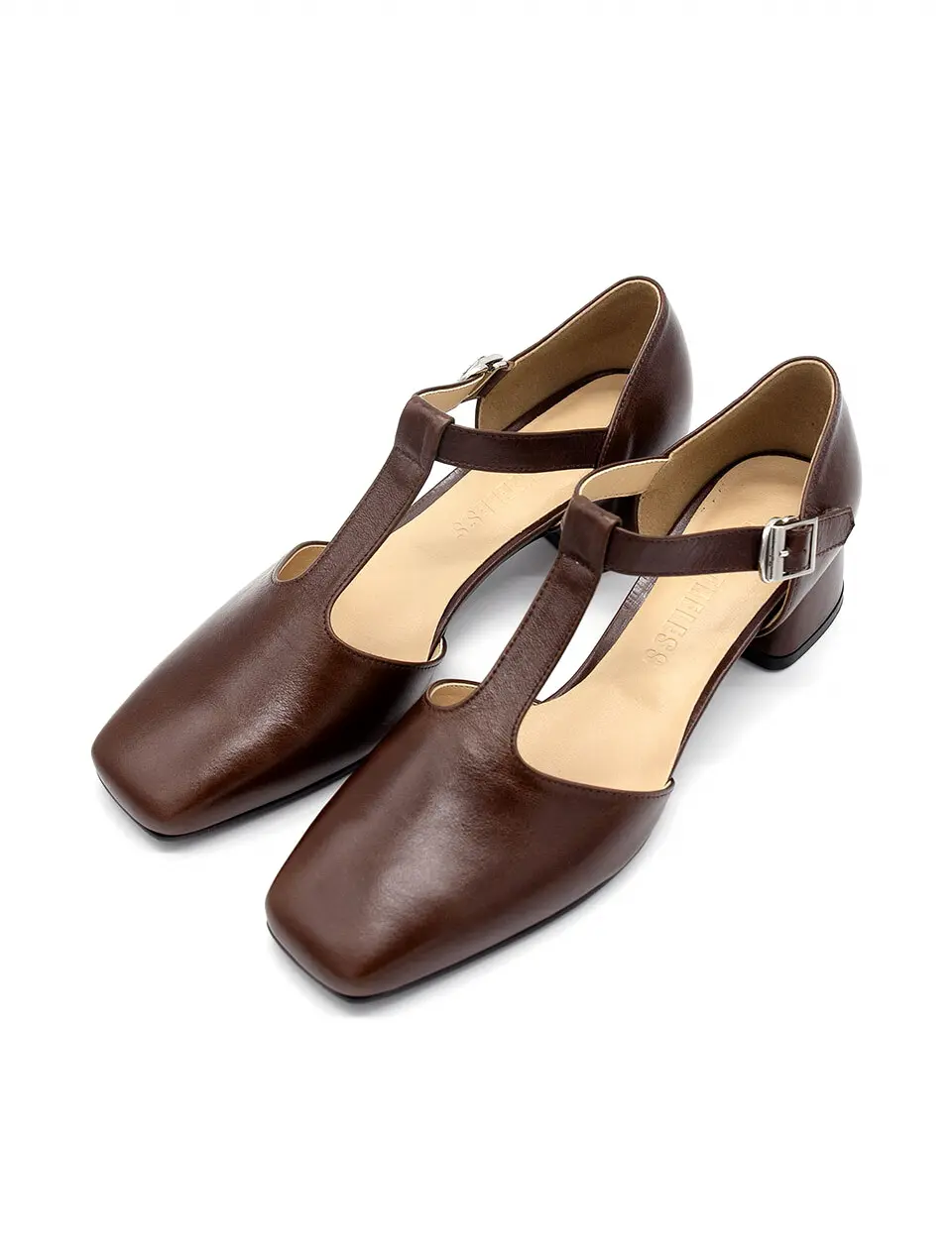 T Strap Pumps_Brown