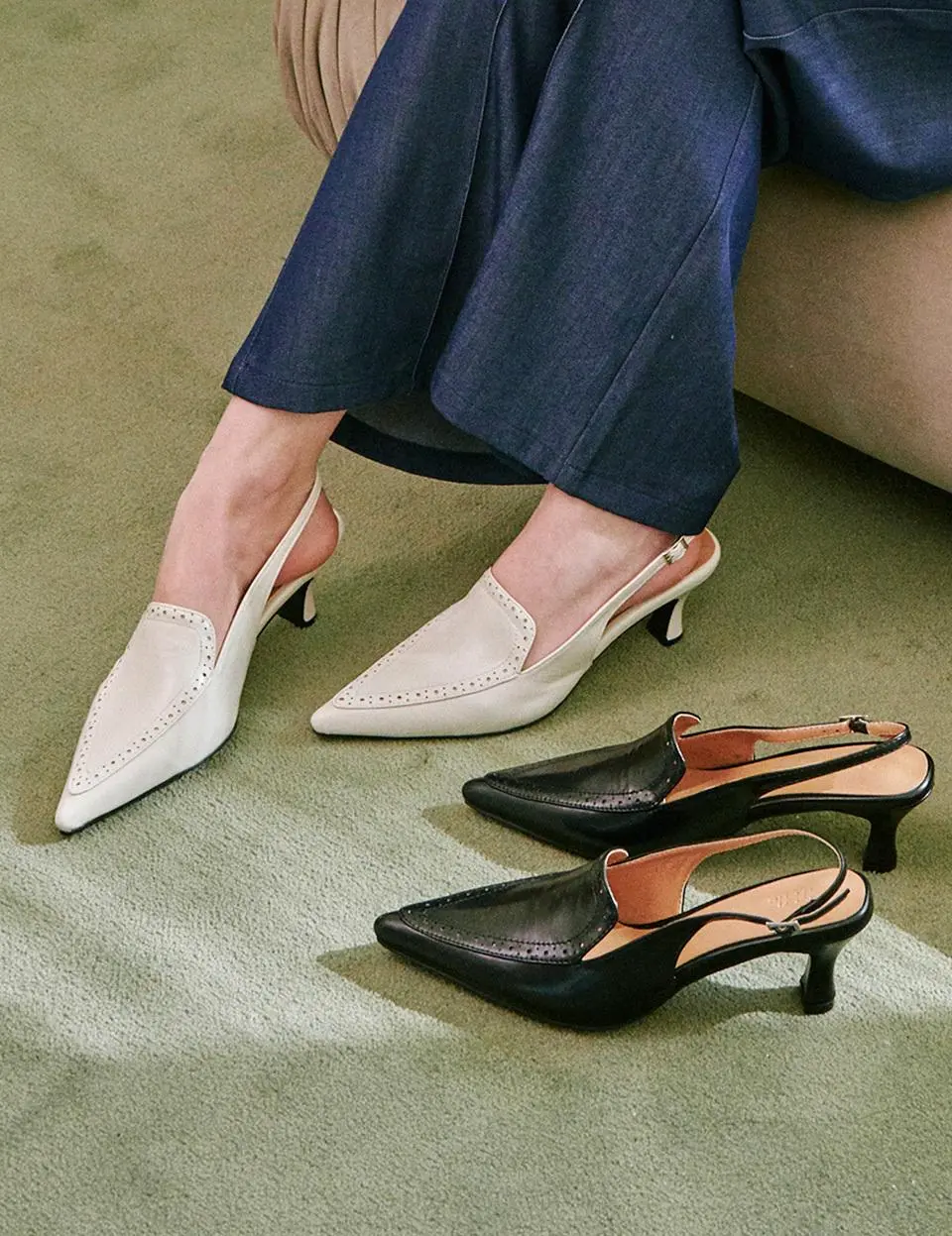 Stiletto Slingback Faux Leather Pumps (ljh7095)