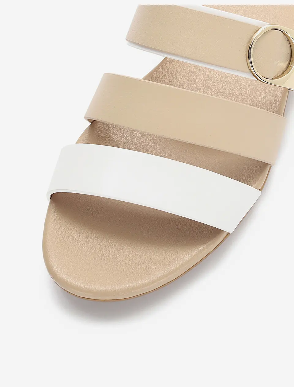 Anello Modern Triple Strap Slides - Nude