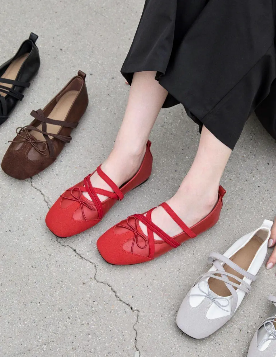 Multi Strap Crossover Mary Jane Flat 1.5cm Shoes (VA9005)