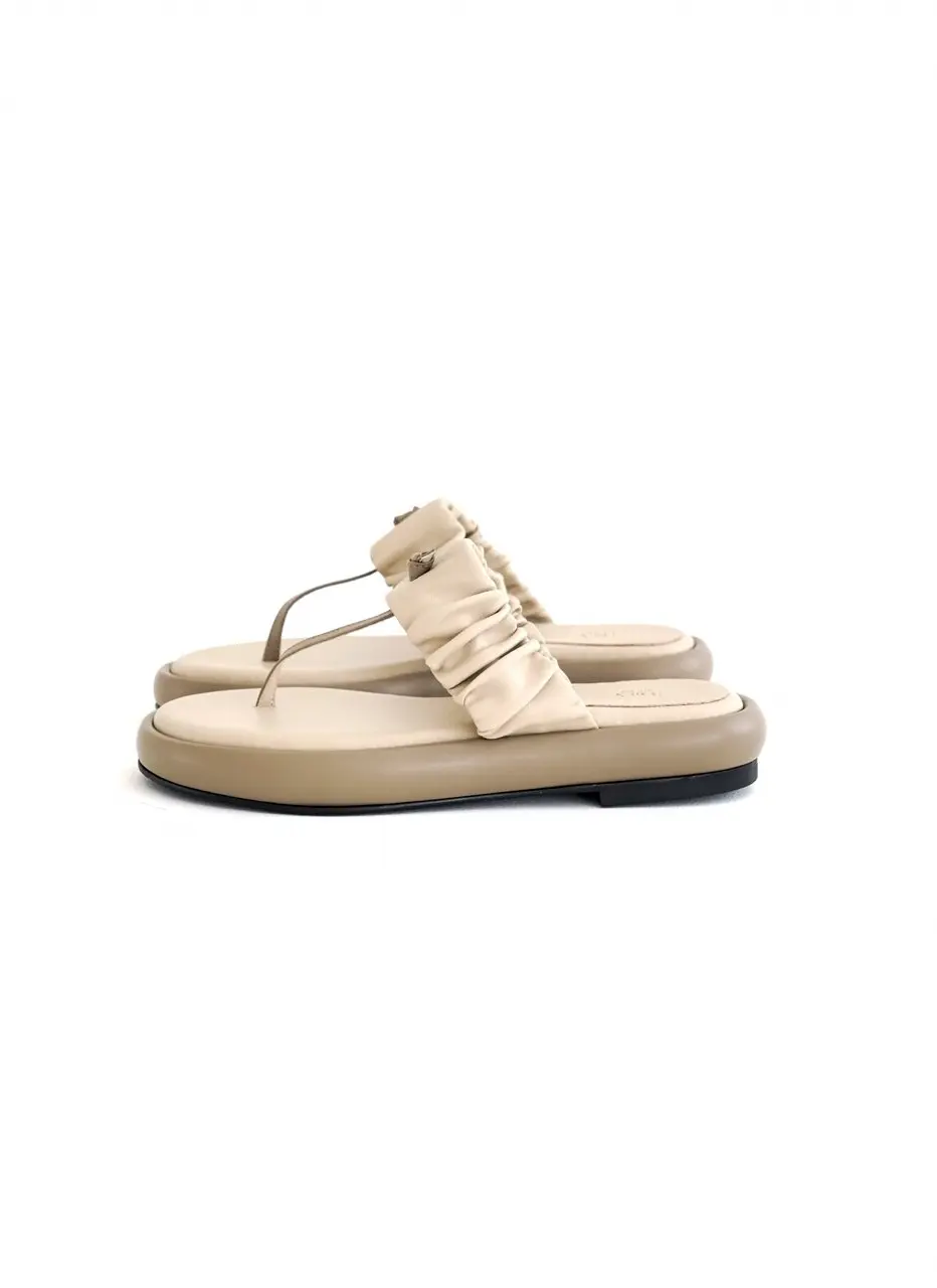 Dodu T-Strap Flip-Flop - Beige and Taupe