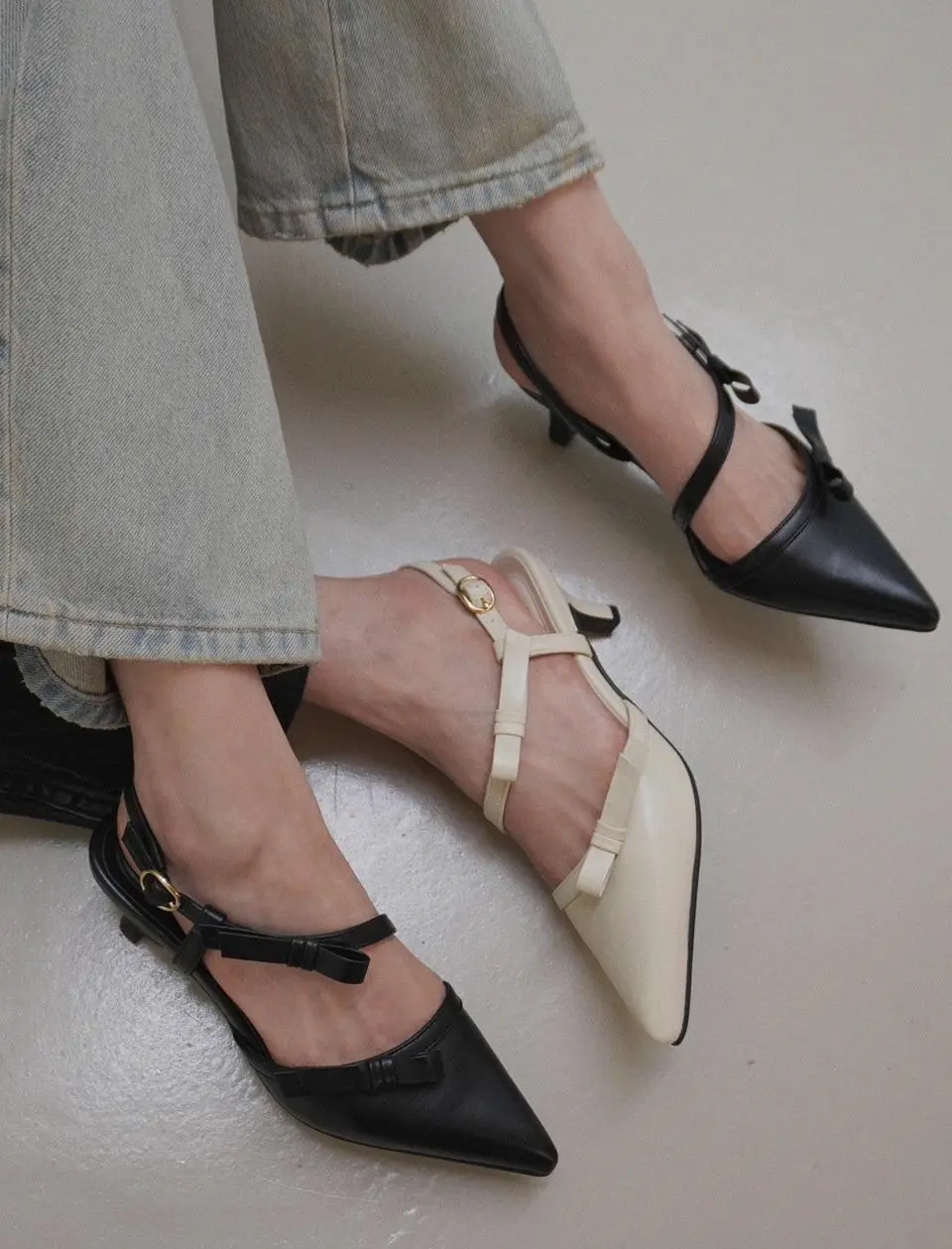 Cross Ribbon Slingback
