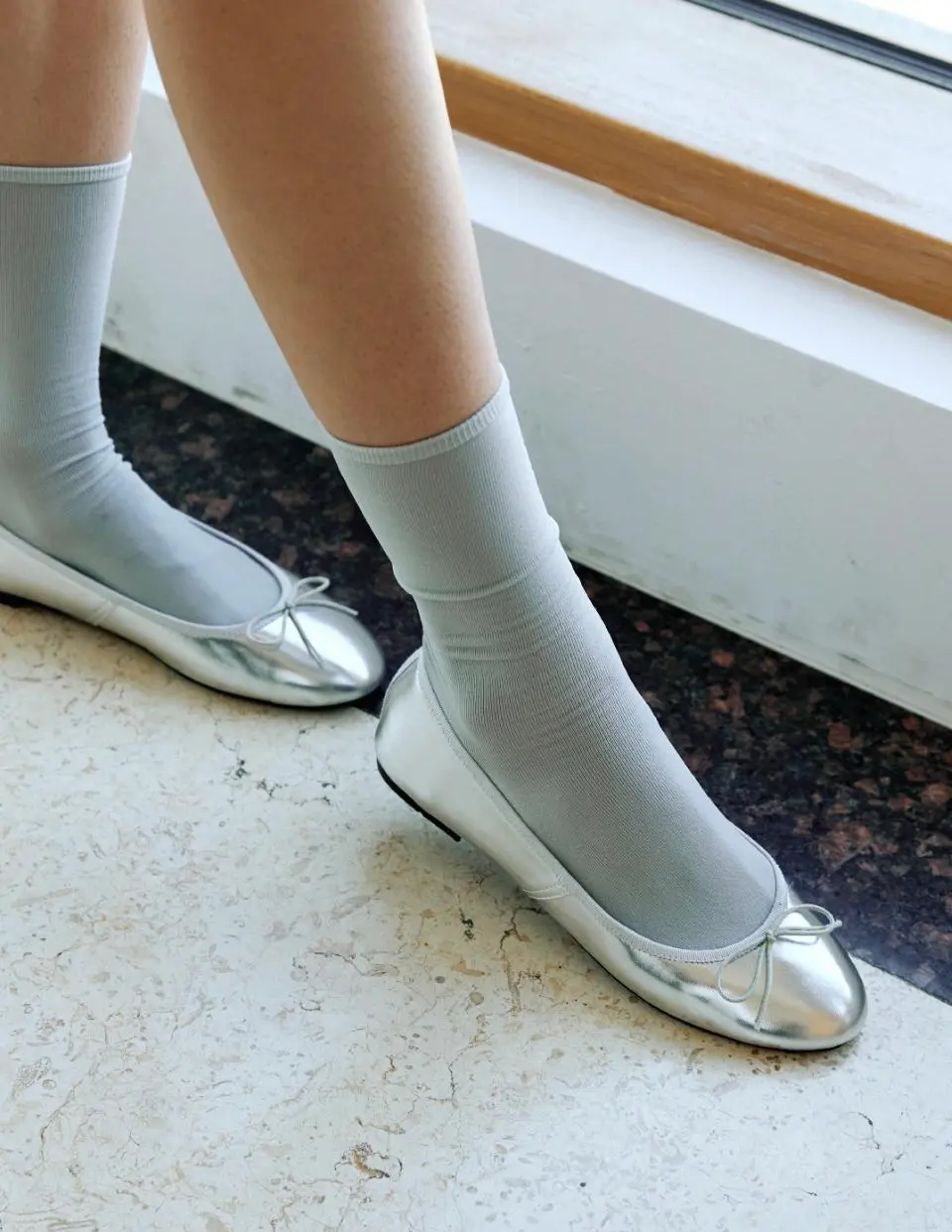 Glossy Rounded Ribbon 5 Colors Ballerina Flat Shoes (SM047)