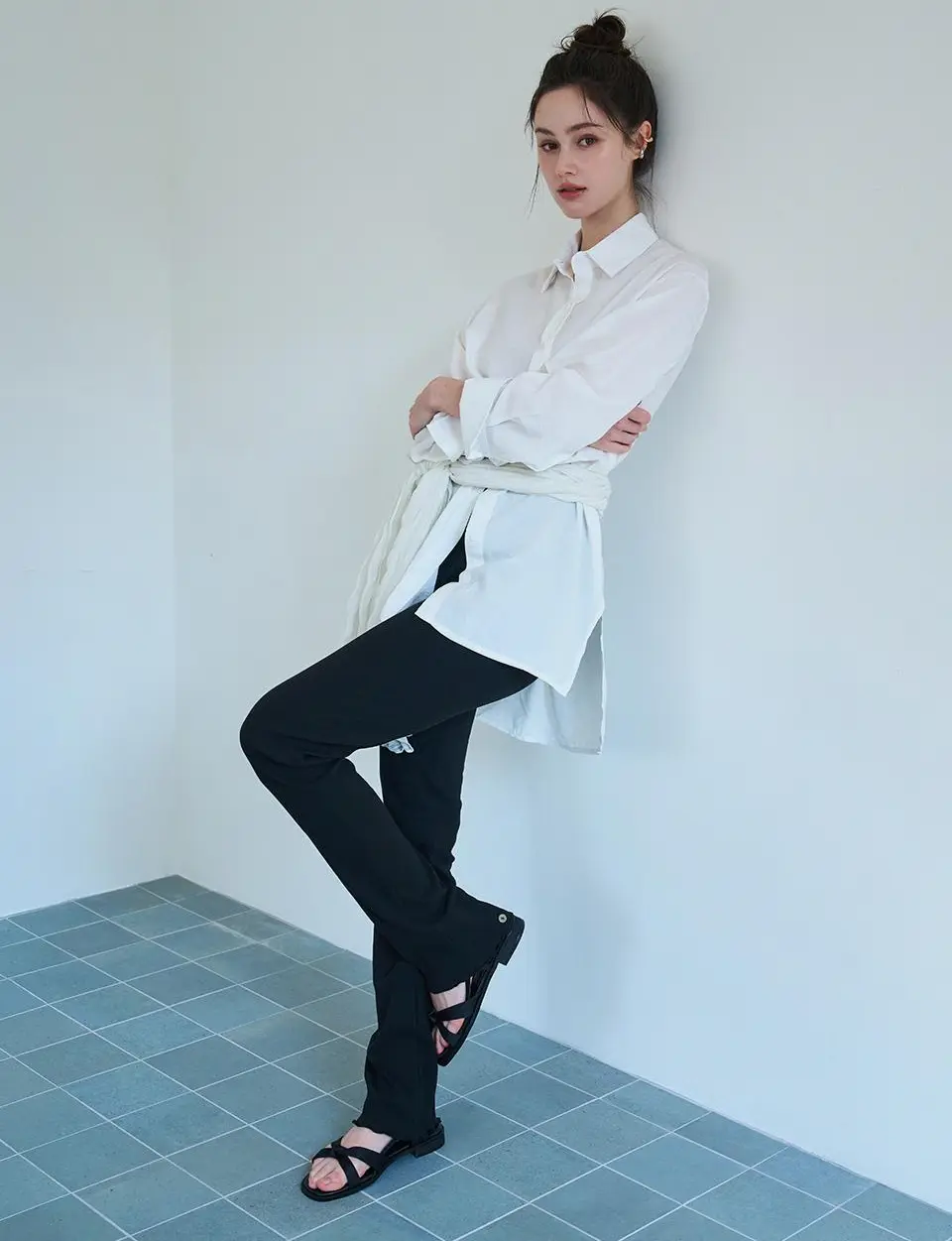 Sole Satin Cross Sandals 2cm (CW0111BK)