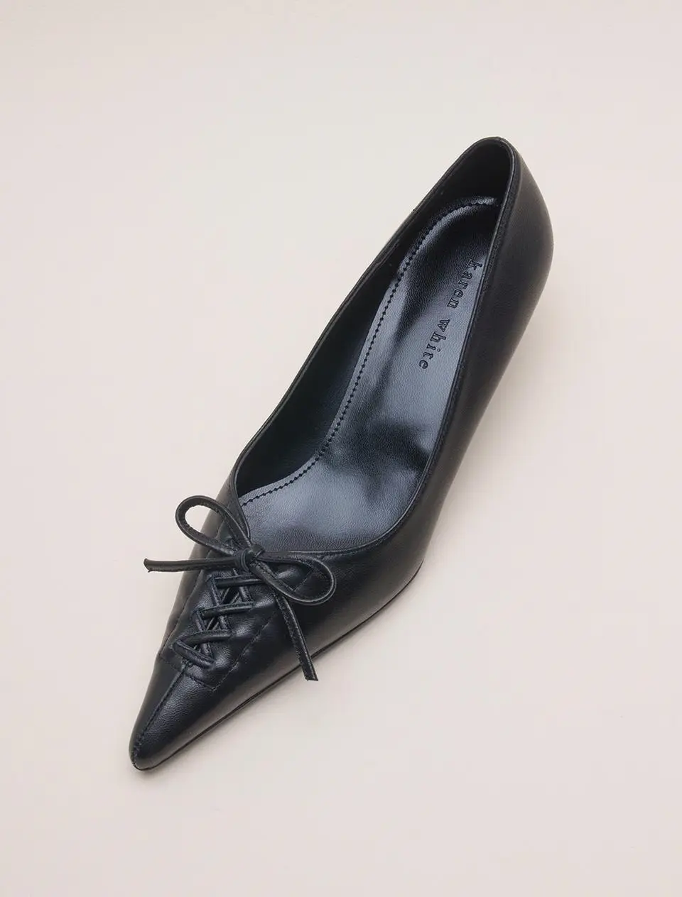 Leather Ribbon Vintage Pumps [Beige] (KW2815)