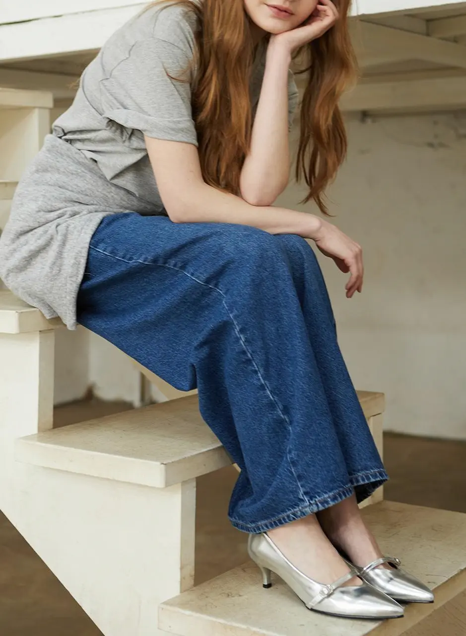 5cm Mary Jane Kitten Heel Claire Pumps (CW0078SV)