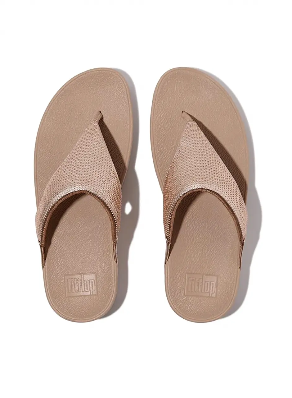 Samsung C&T Official SSF EXCLUSIVE Lulu Women's Sequin Flip-Flop Sandals SLIDES [Classic Beige] (FT59K2T02A)