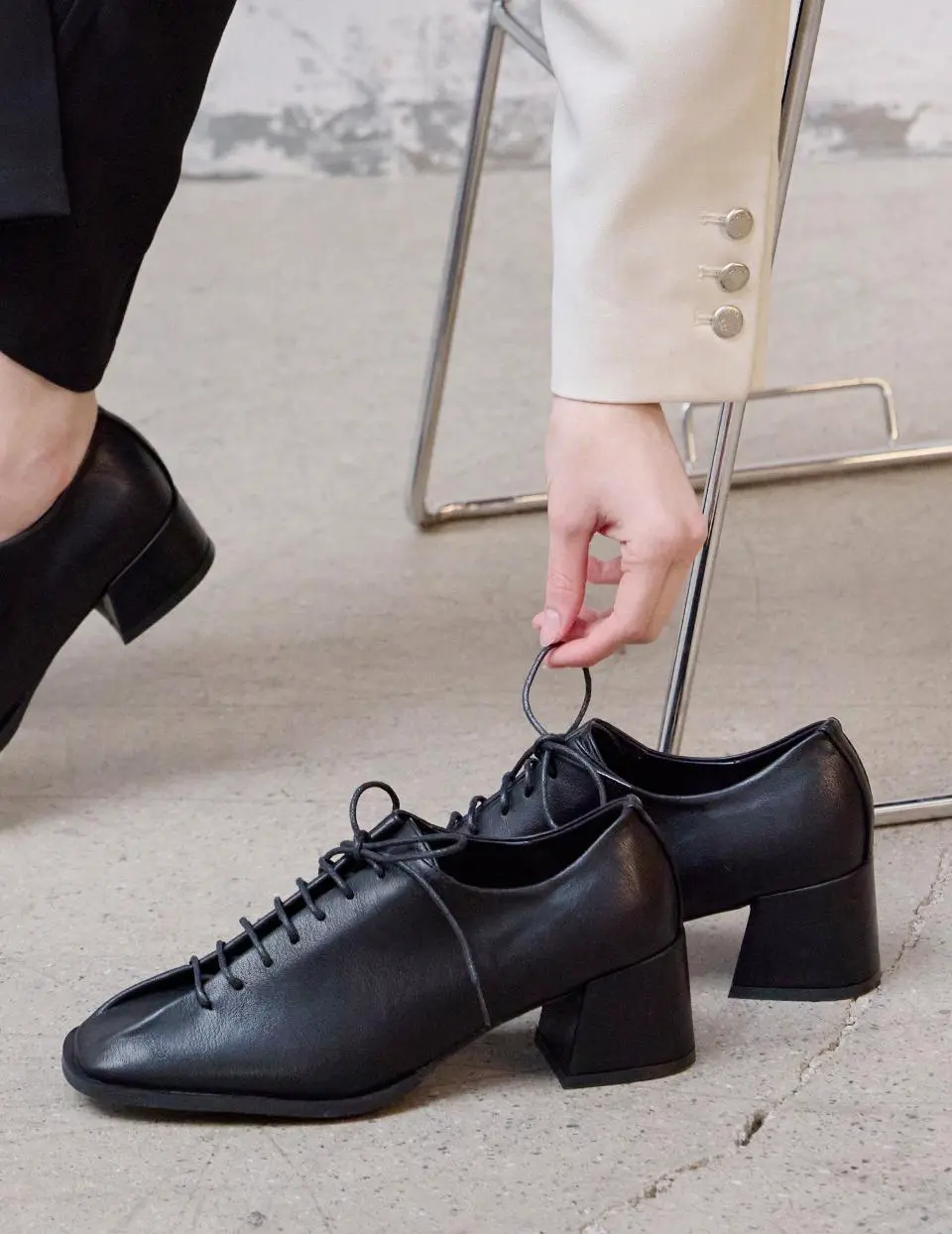 Birtnon Lace-up 2heels 3.5cm 5.5cm Loafer Heels (L578)